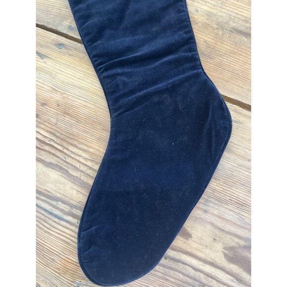 VTG Noah's Ark Wool Needlepoint Christmas Stocking Navy Velvet 1994 C & F Ent. - Picture 5 of 6